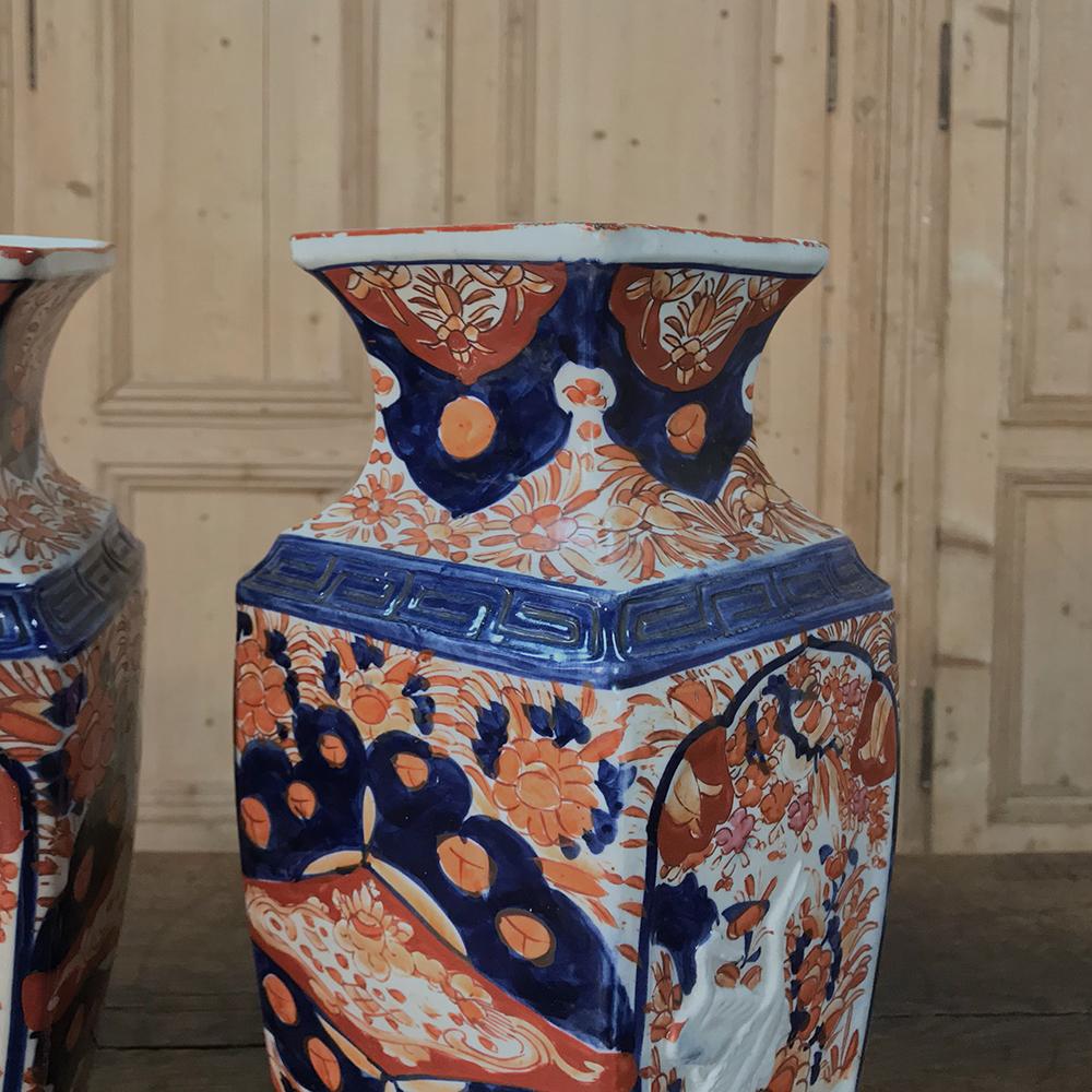 Pair of Meiji Period Japanese Imari Porcelain Vases 4