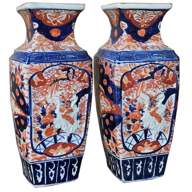Pair of Meiji Period Japanese Imari Porcelain Vases