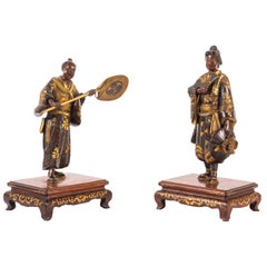 Pair of Meiji Period Japanese Miyao Bronze Statues