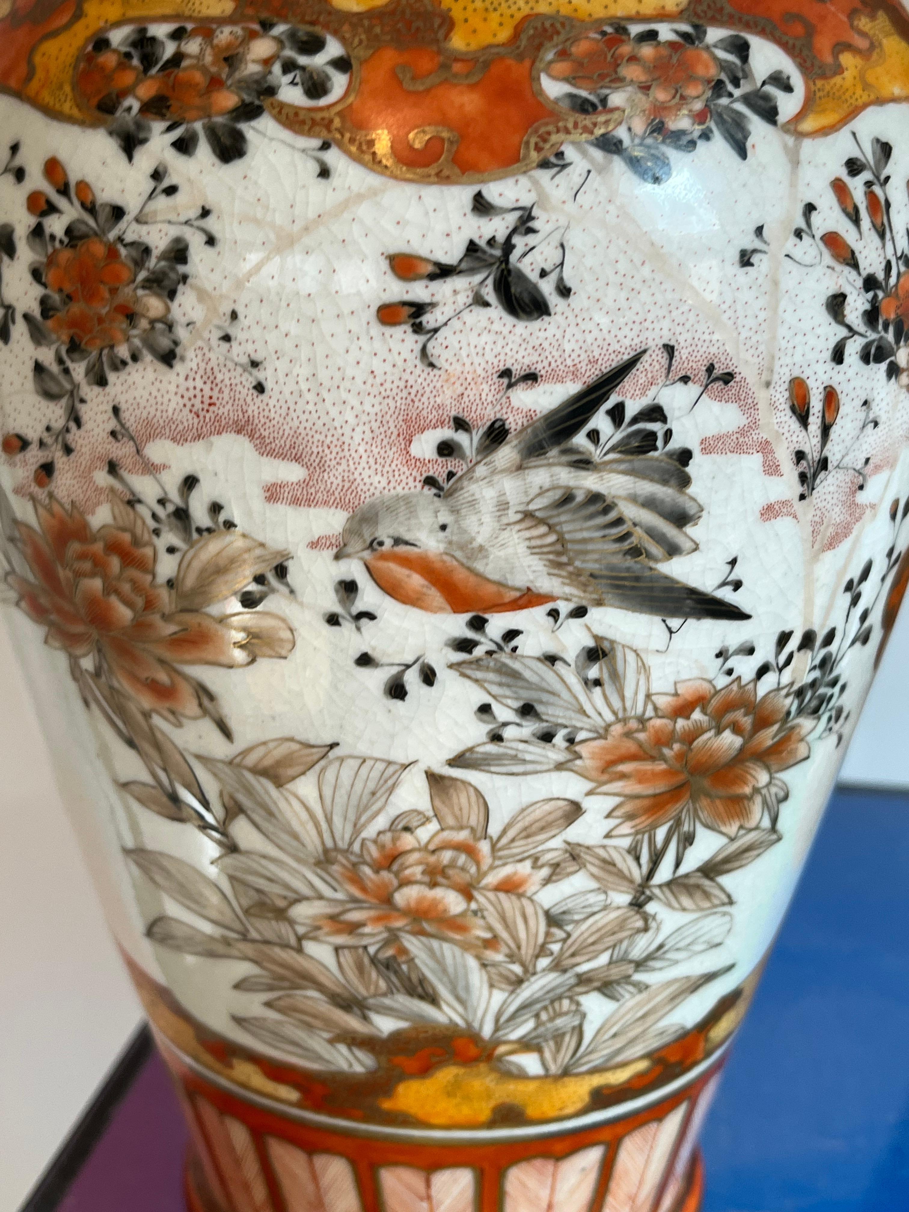 Pair of Meiji Period Kutani Vases For Sale 1