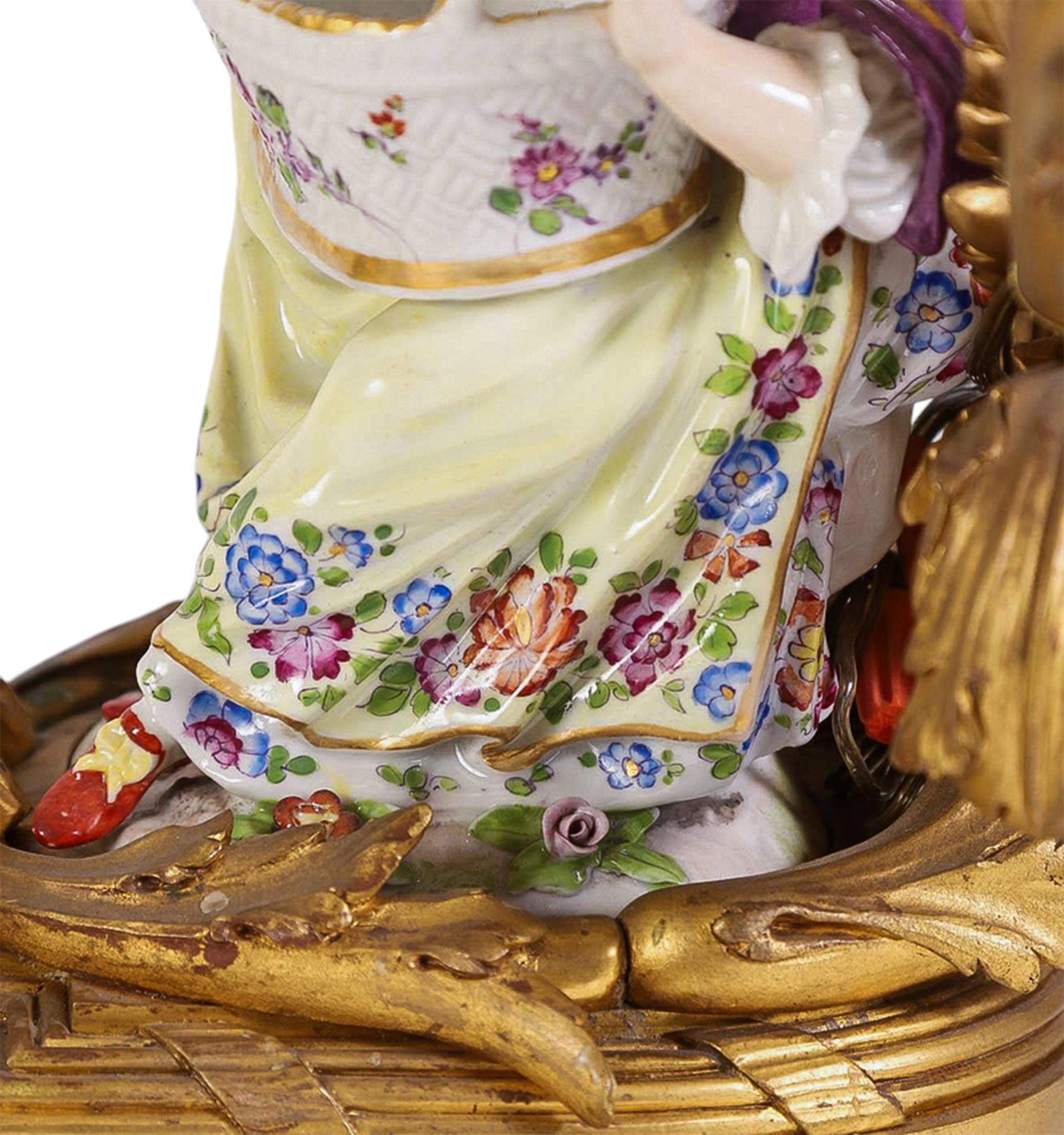 Pair of Meissen Figures Mounted as Rococo Ormolu Candelabras In Good Condition For Sale In New York, NY