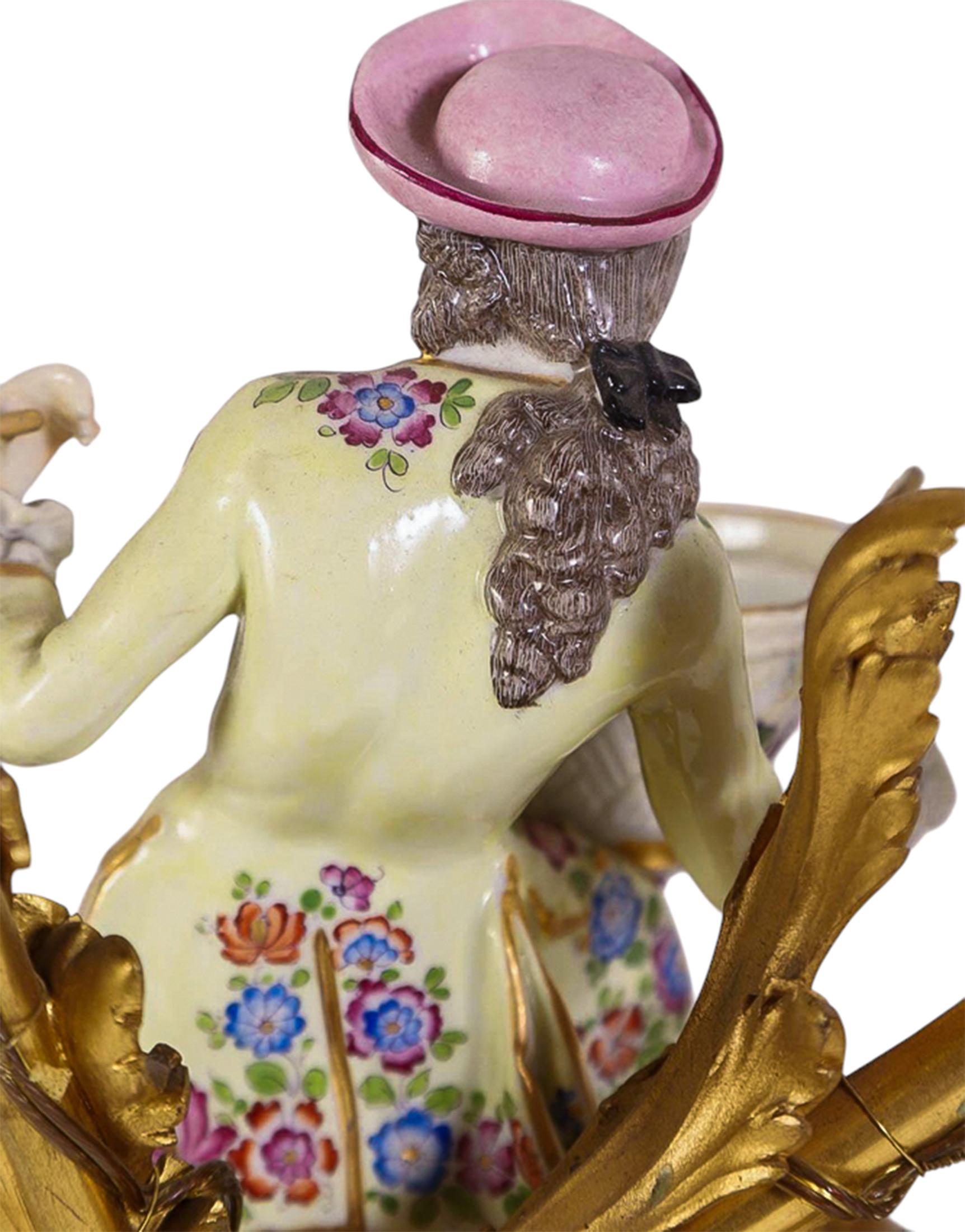 Pair of Meissen Figures Mounted as Rococo Ormolu Candelabras For Sale 1