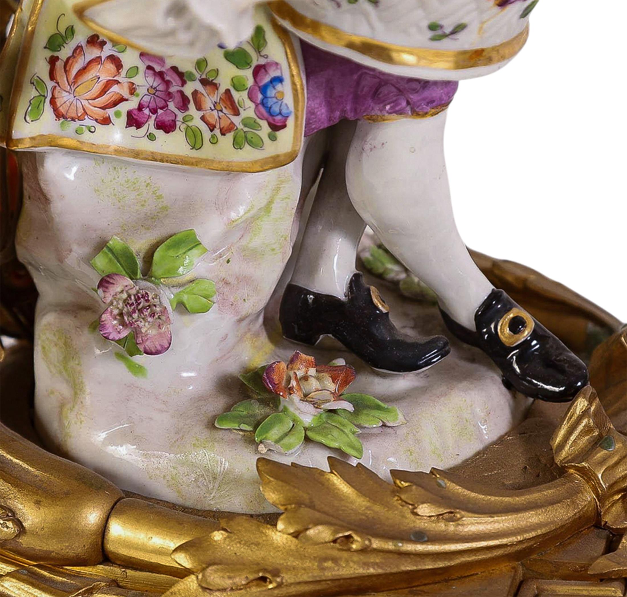 Pair of Meissen Figures Mounted as Rococo Ormolu Candelabras For Sale 2