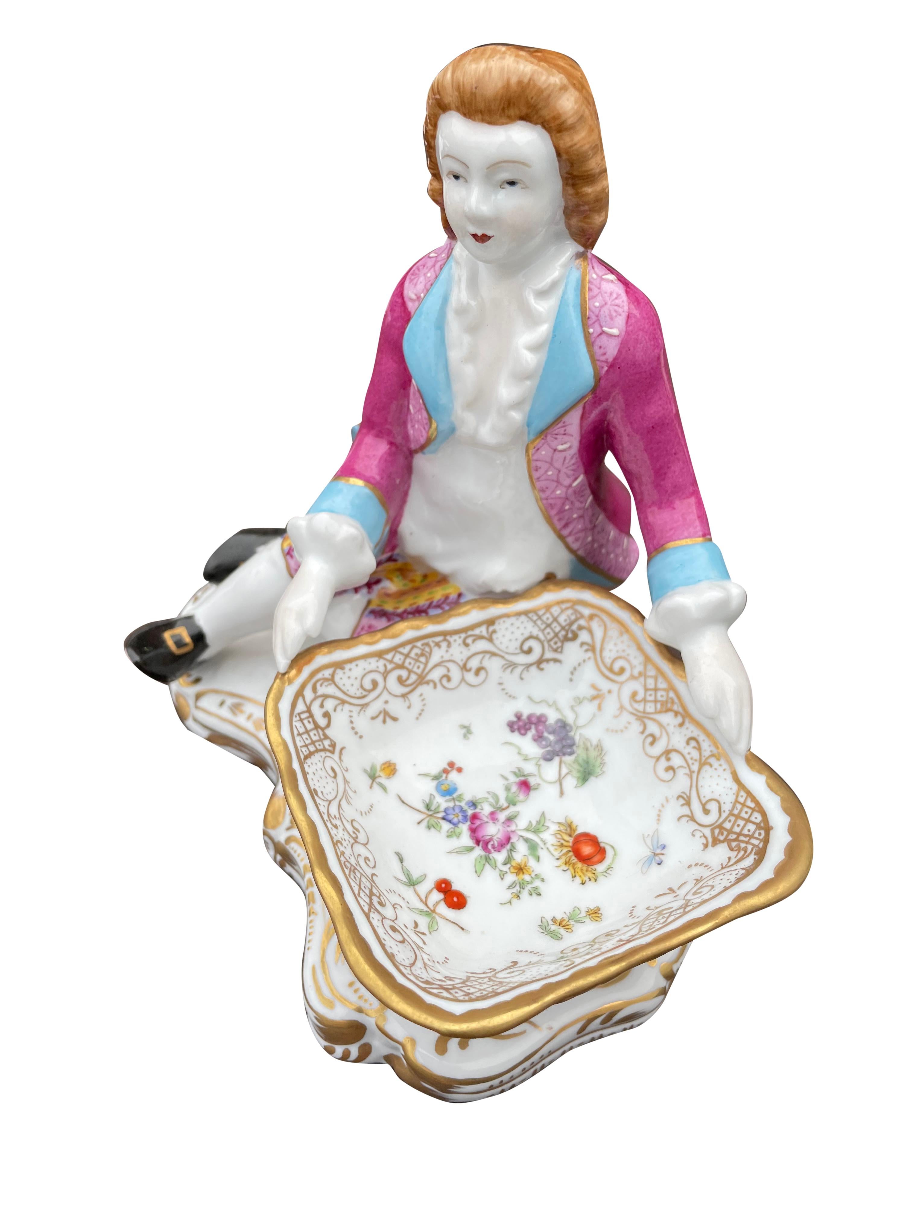 European Pair of Meissen Figurine Sweet Dishes, 20th Century For Sale