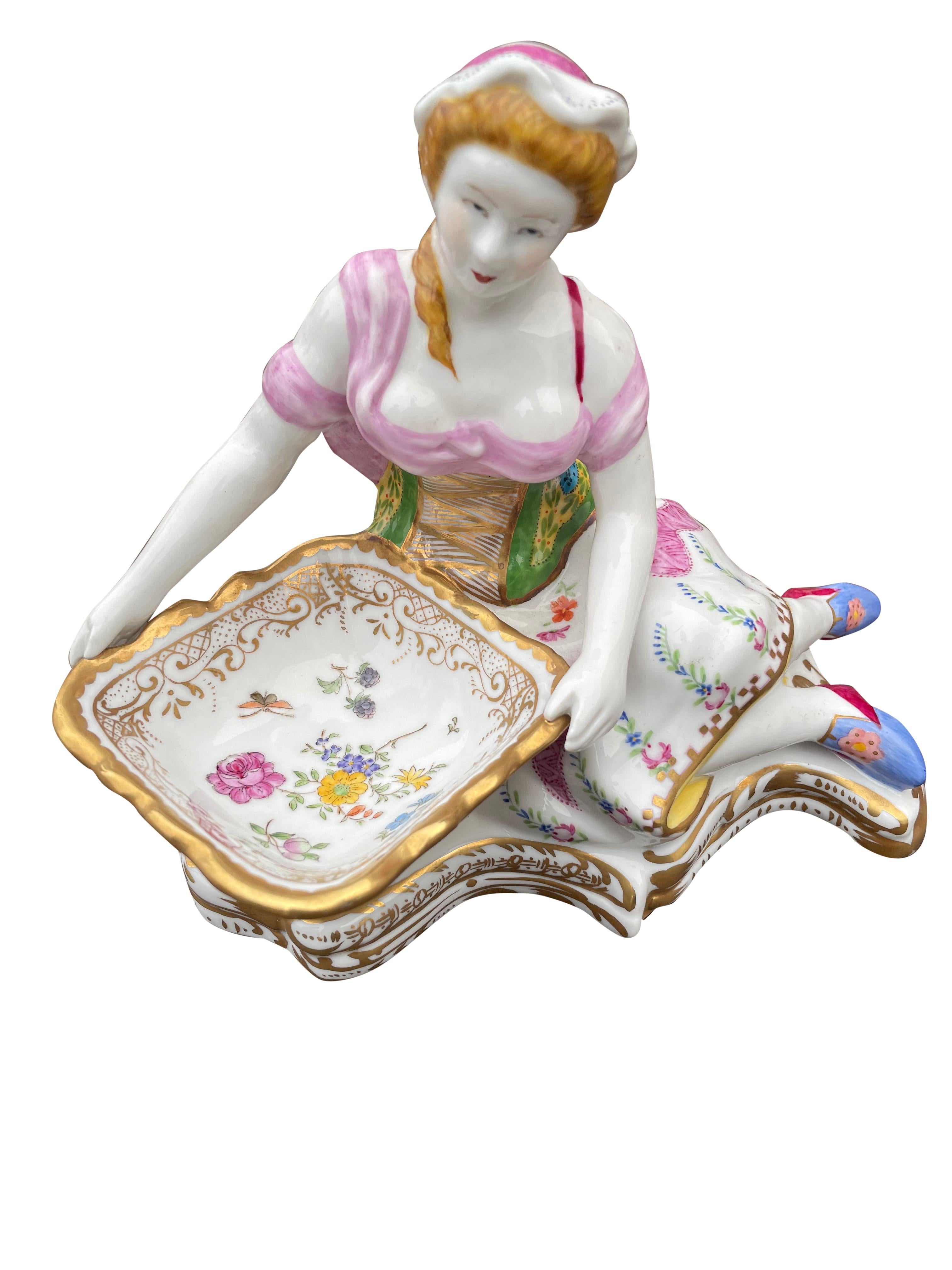 Porcelain Pair of Meissen Figurine Sweet Dishes, 20th Century For Sale