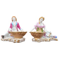 Vintage Pair of Meissen Figurine Sweet Dishes, 20th Century