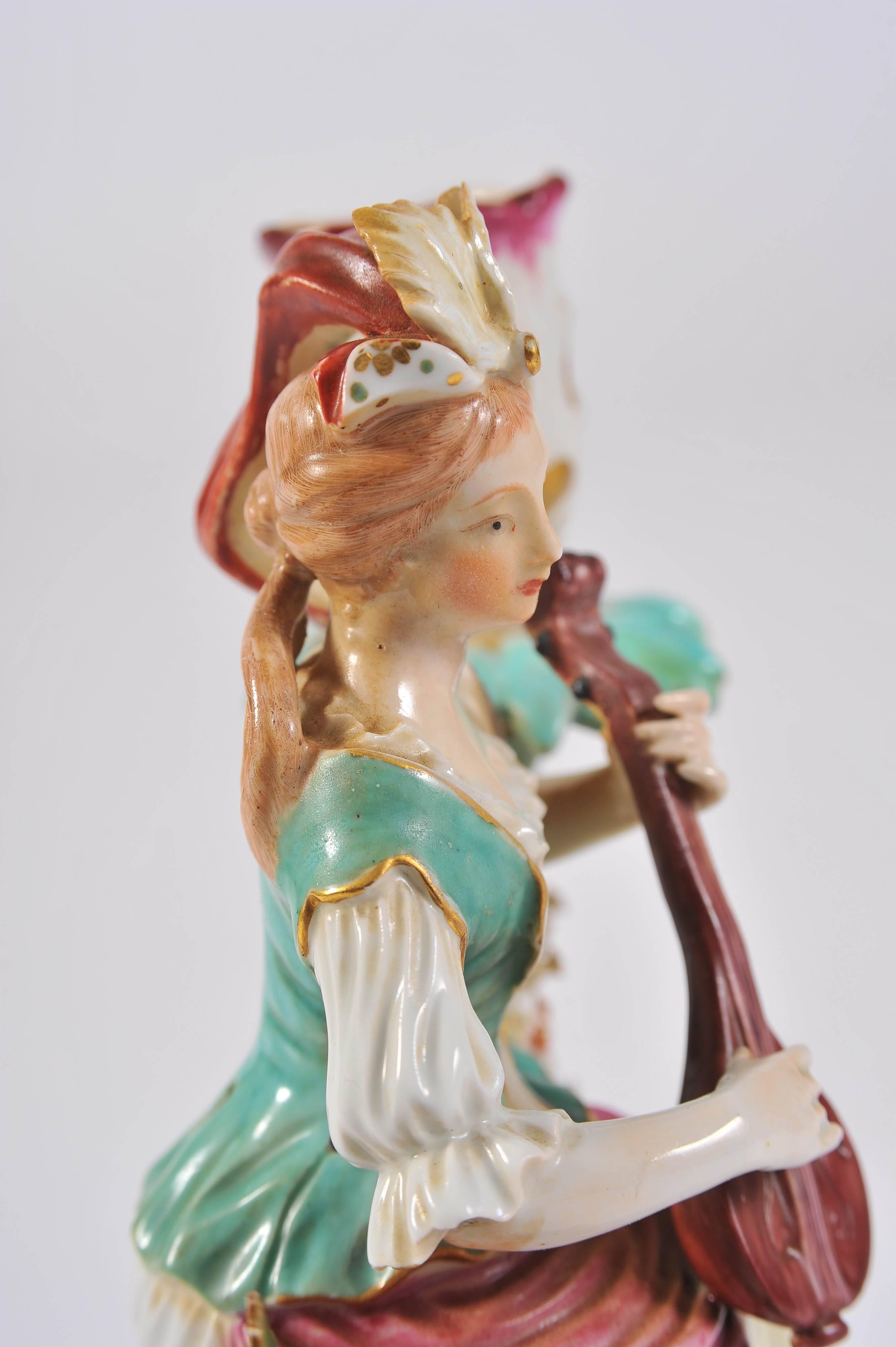Pair of Meissen Figurines with Candleholders, Boy and Girl Bright Colors 2