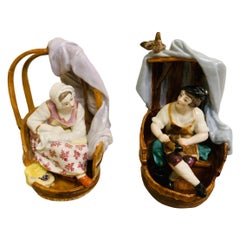 Pair of Meissen Hand Painted Porcelain Figurines, Shoemaker and His Wife