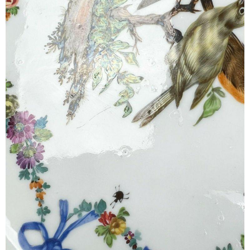 Pair of Meissen Marcoloni Ornithological Porcelain Footed Trays or Cake Plates For Sale 3