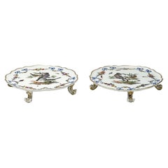 Pair of Meissen Marcoloni Ornithological Porcelain Footed Trays or Cake Plates