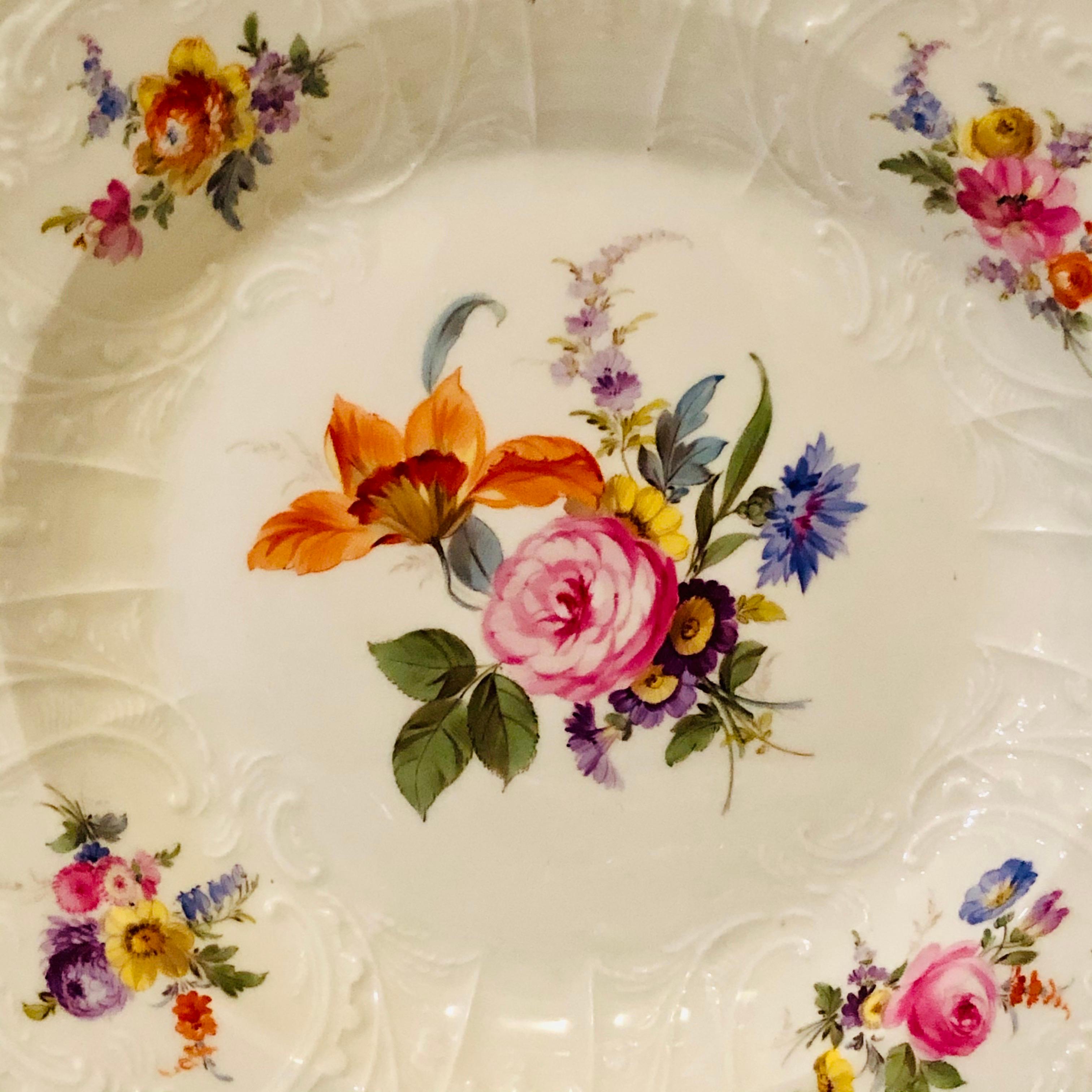 Pair of Meissen Museum Quality Bowls Painted with Flower Bouquets and Insects In Good Condition In Boston, MA