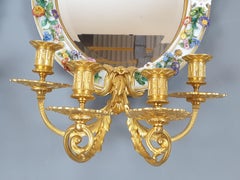 Pair of Meissen Porcelain and Gilded Bronze Mirror Wall Scones 1870