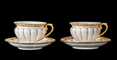 Paar Meissener Porzellan-Kaffeetassen mit Untertassen