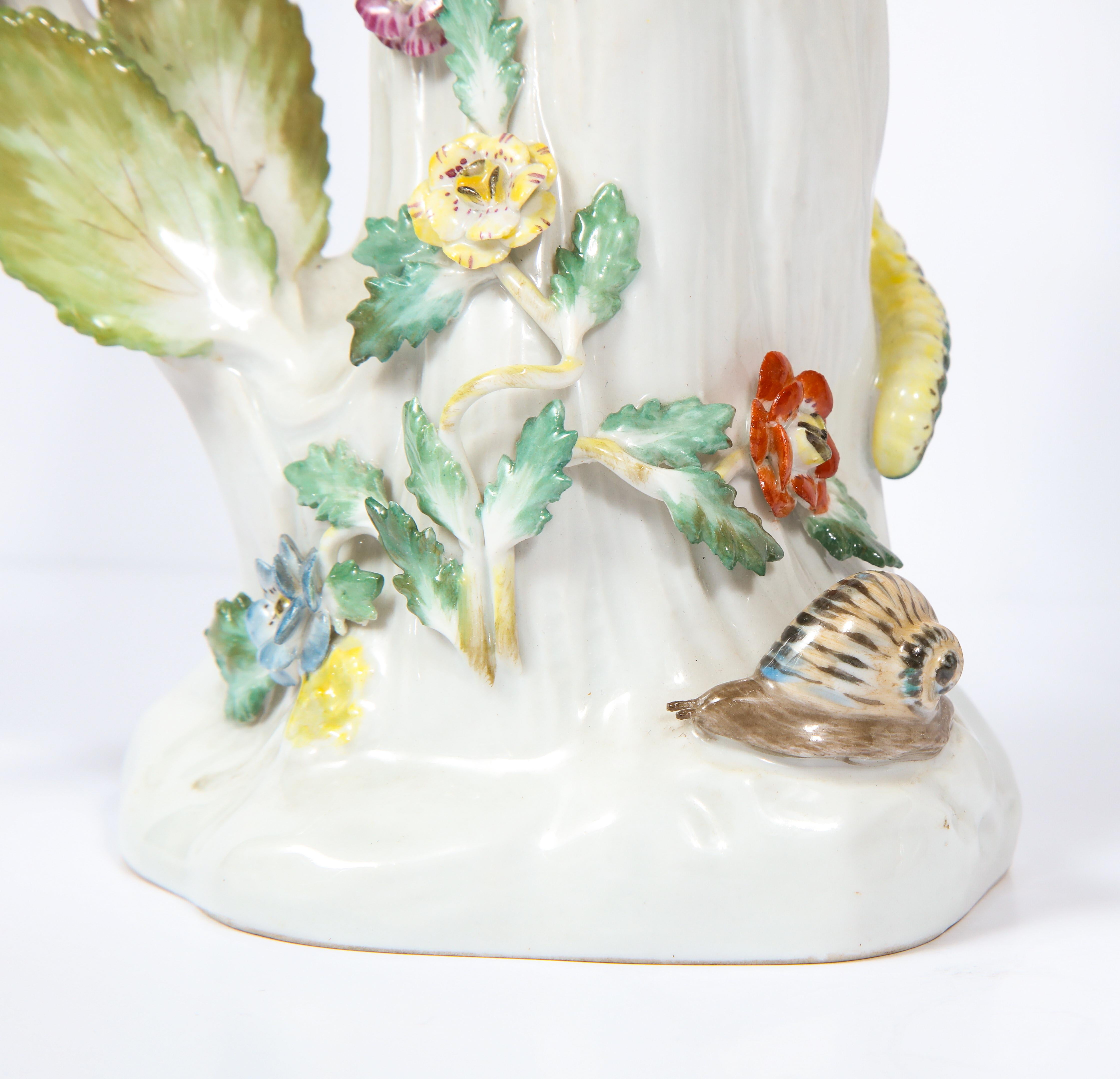 Pair of Meissen Porcelain Figures of Parrots with Cherries, Insects and Flowers 9
