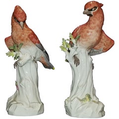 Paar Meissener Porzellanfiguren mit Seidenschwanz:: Att. J.J. Kändler und J.G. Ehder
