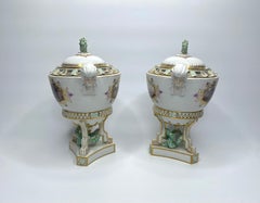 Pair of Meissen porcelain pot pourri & covers, c. 1870.