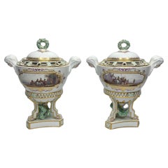 Antique Pair of Meissen porcelain pot pourri & covers, c. 1870.