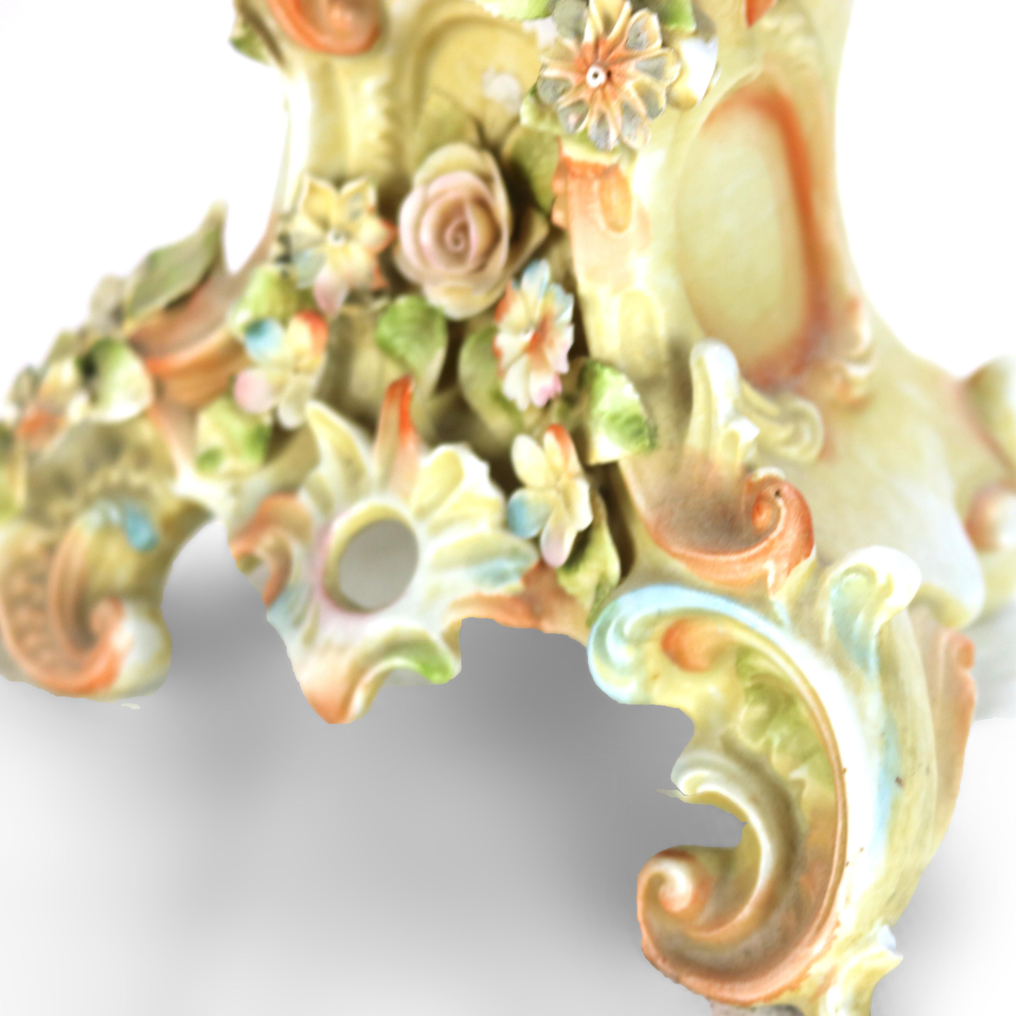 Pair of Meissen School Hand Painted Figural Porcelain Cherub Candlesticks 19thC For Sale 7