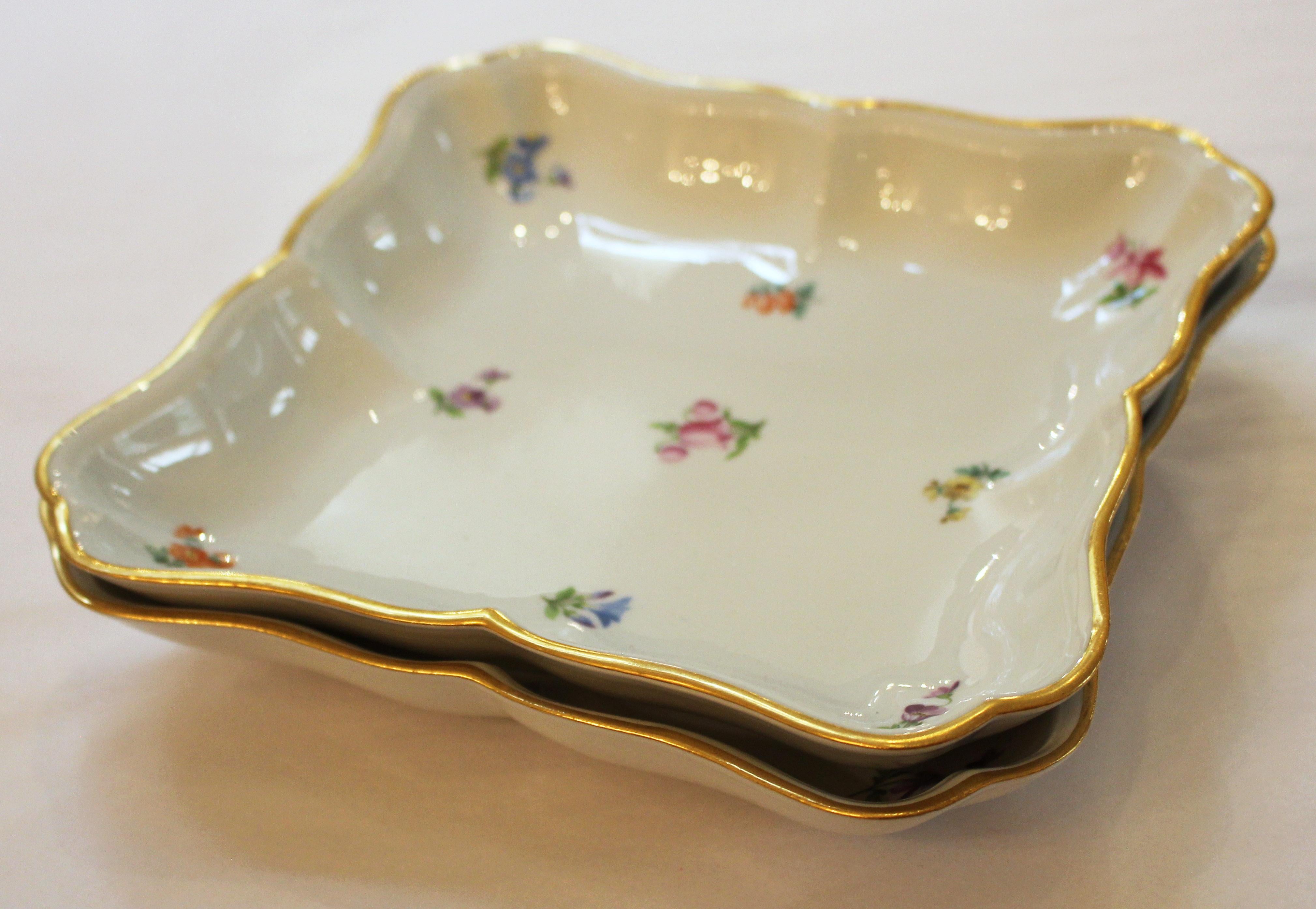German Pair of Meissen Square Sweetmeat Serving Dishes