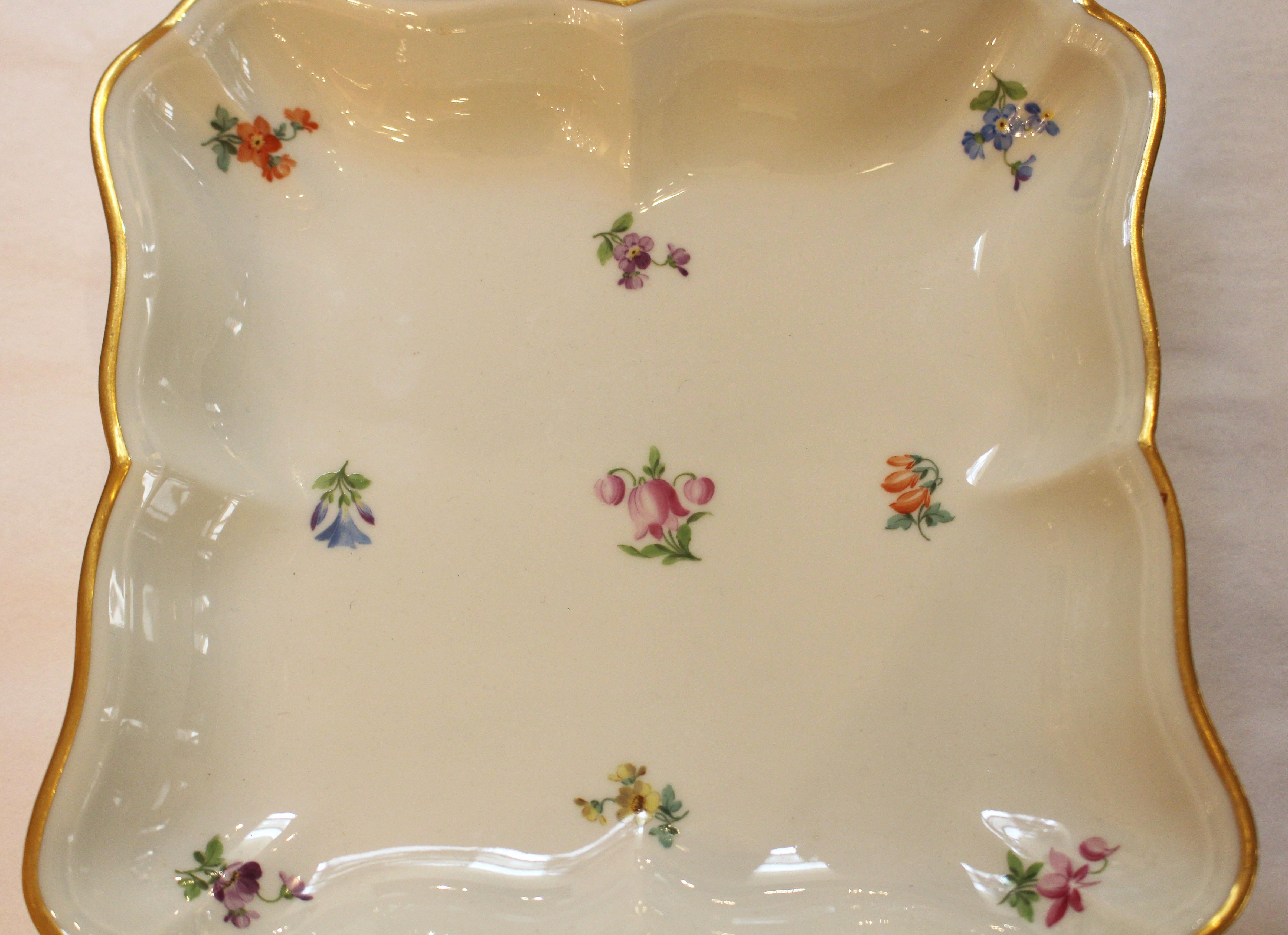 Ceramic Pair of Meissen Square Sweetmeat Serving Dishes