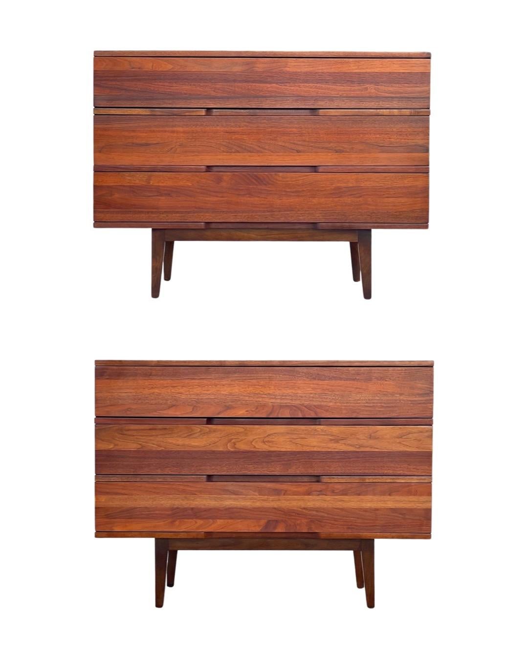 Mid-Century Modern Pair of Mel Smilow for Smilow-Thielle Midcentury Bachelors Chests in Walnut