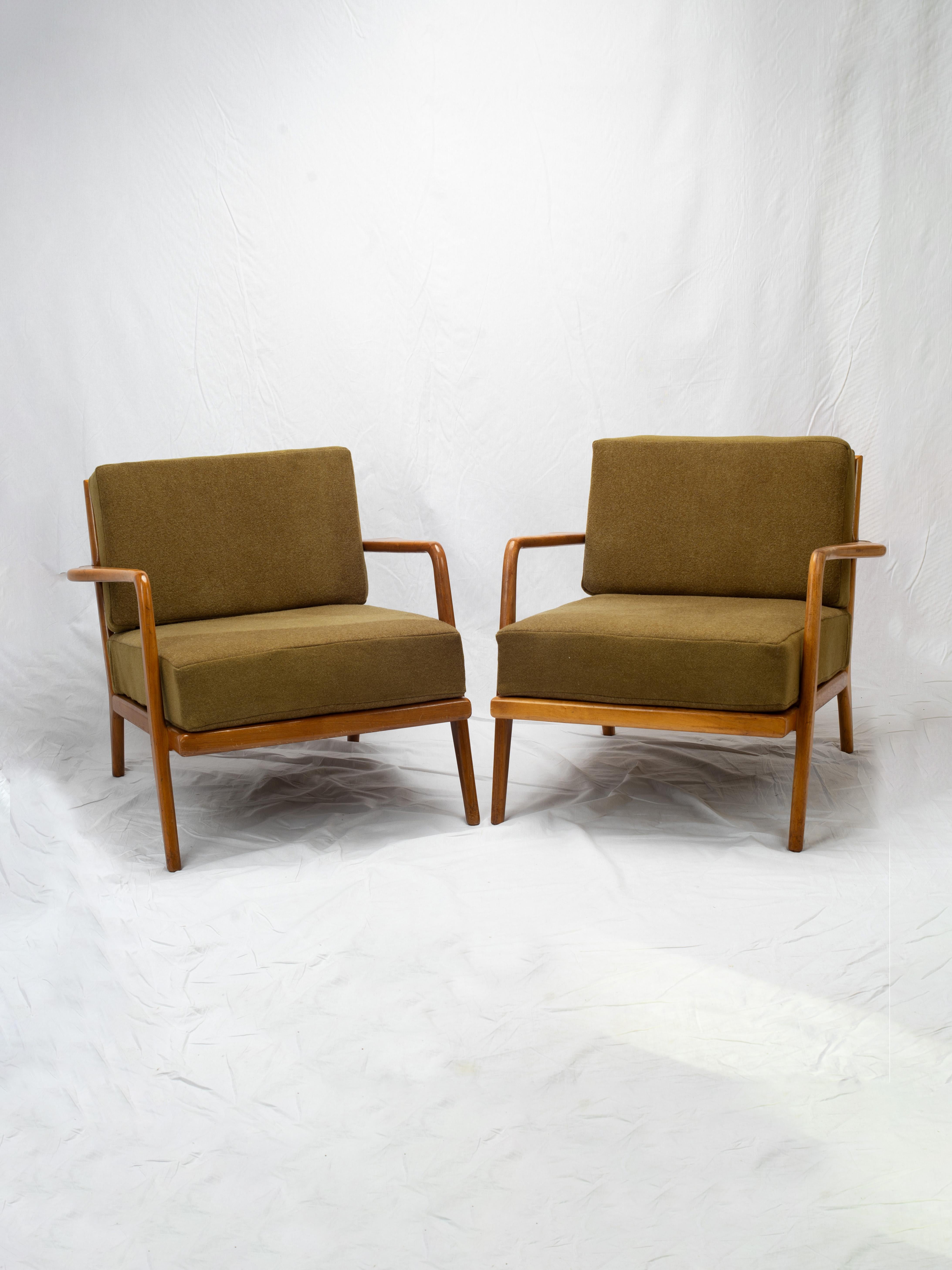 Pair Of Mel Smilow Railback Lounge Chairs For Smilow-Thiele For Sale 1