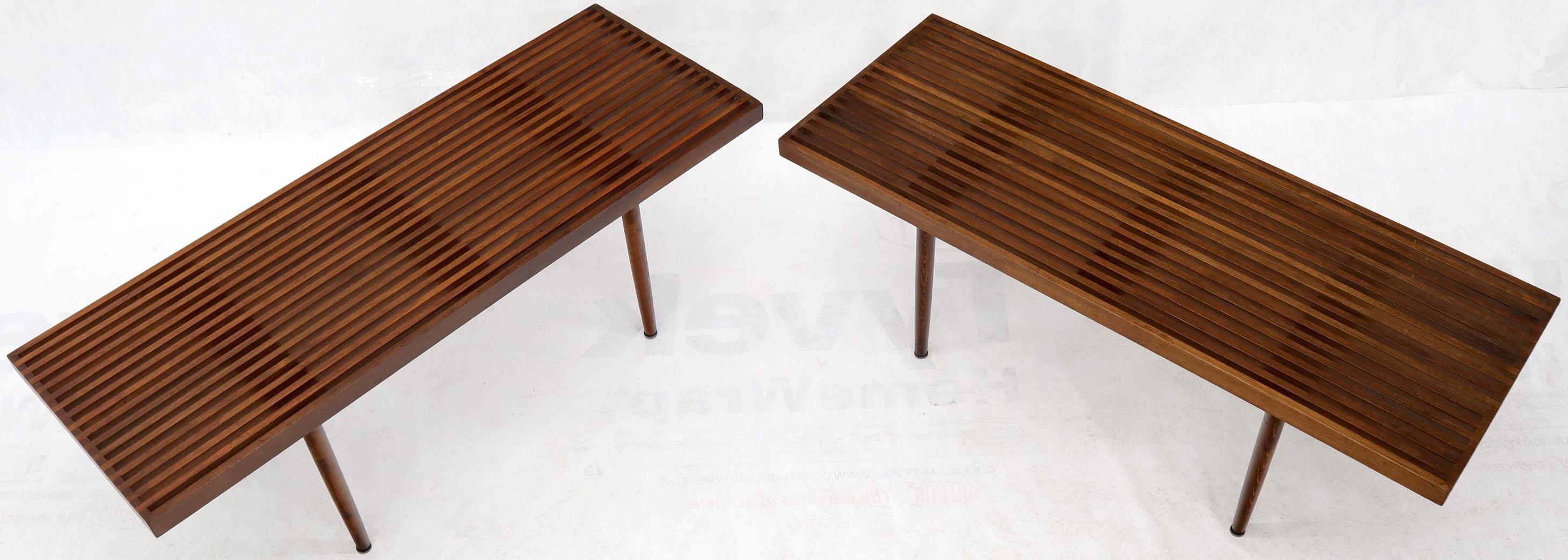 American Pair of Mel Smilow Solid Walnut Slat Benches or Coffee Tables