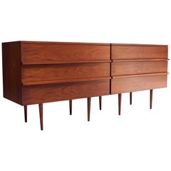 Pair of Mel Smilow Three-Drawer Walnut Chests