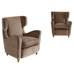 Vintage Pair of Melchiorre Bega Wing Chairs, 1950s