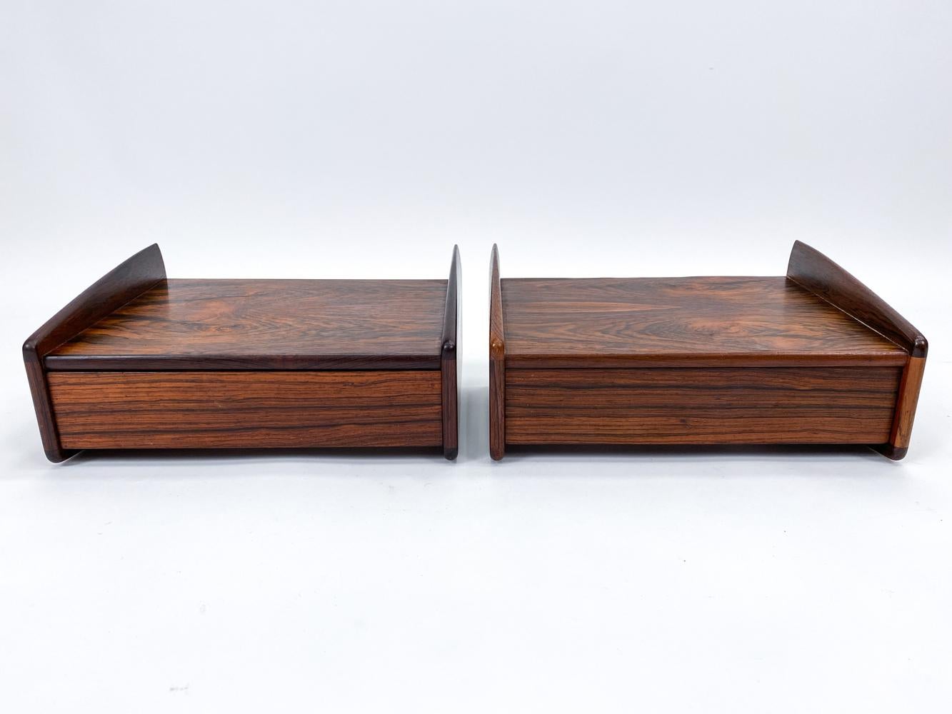 Mid-20th Century Pair of Melvin Mikkelsen Mobler Rosewood Floating Nightstands / Shelves