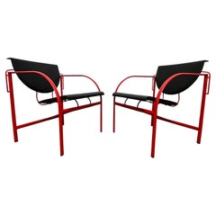 Pair of Memphis Era Arm Lounge Chairs Circa 1980s