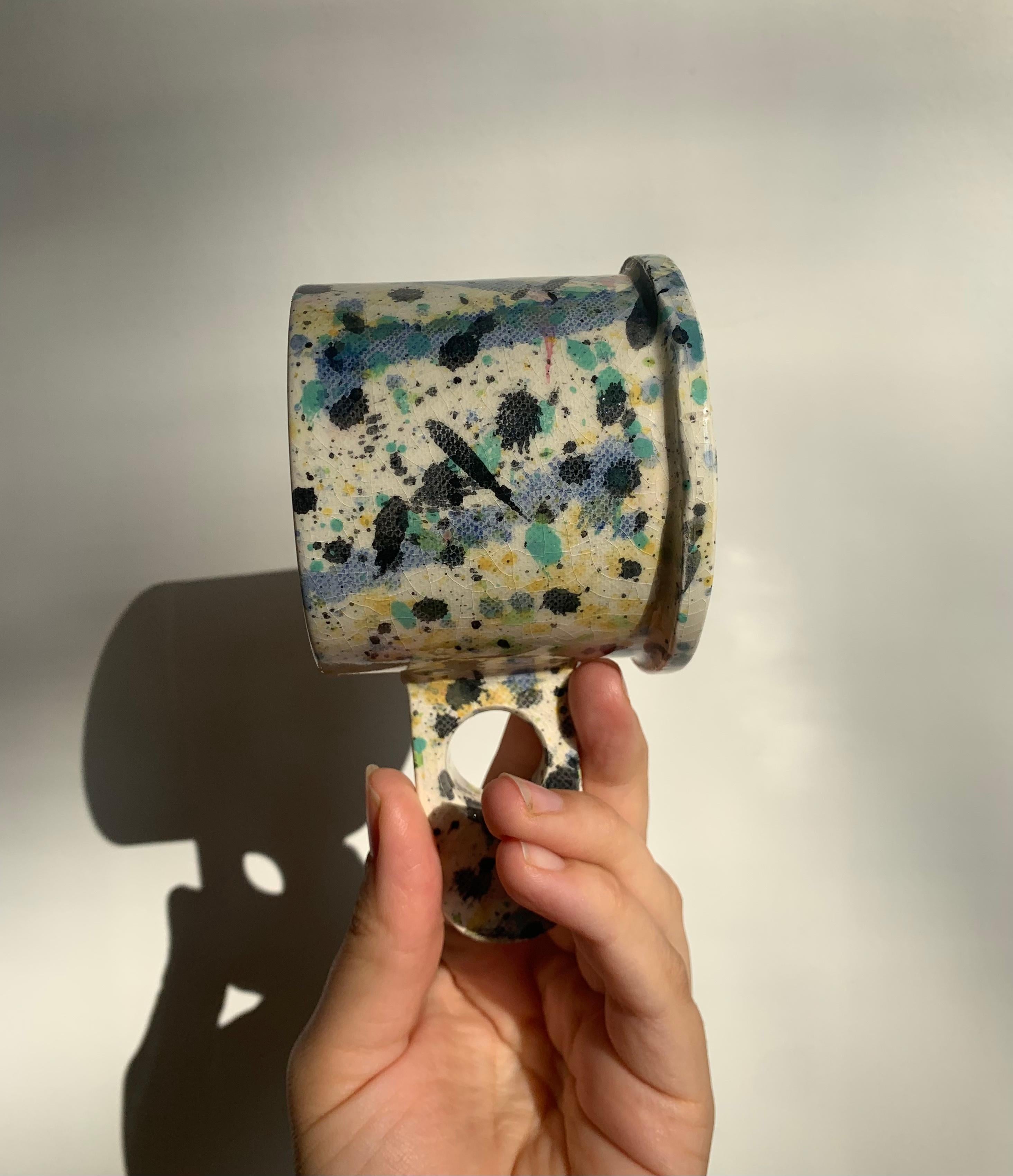 Peter Shire Pair of Memphis Milano Ceramic Splatter Mugs, 2012 2