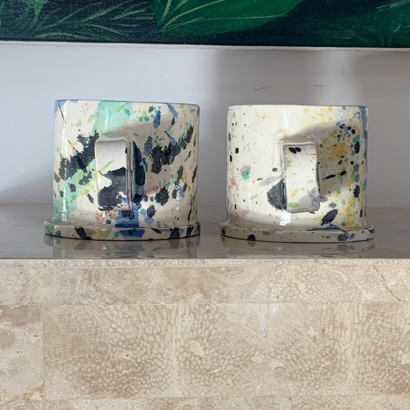 American Peter Shire Pair of Memphis Milano Ceramic Splatter Mugs, 2012