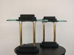 Pair of Memphis Style Banker's lamps attr. to Robert Sonneman, USA 1980s