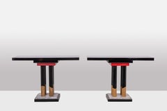 Pair of Memphis style consoles. 1990s.