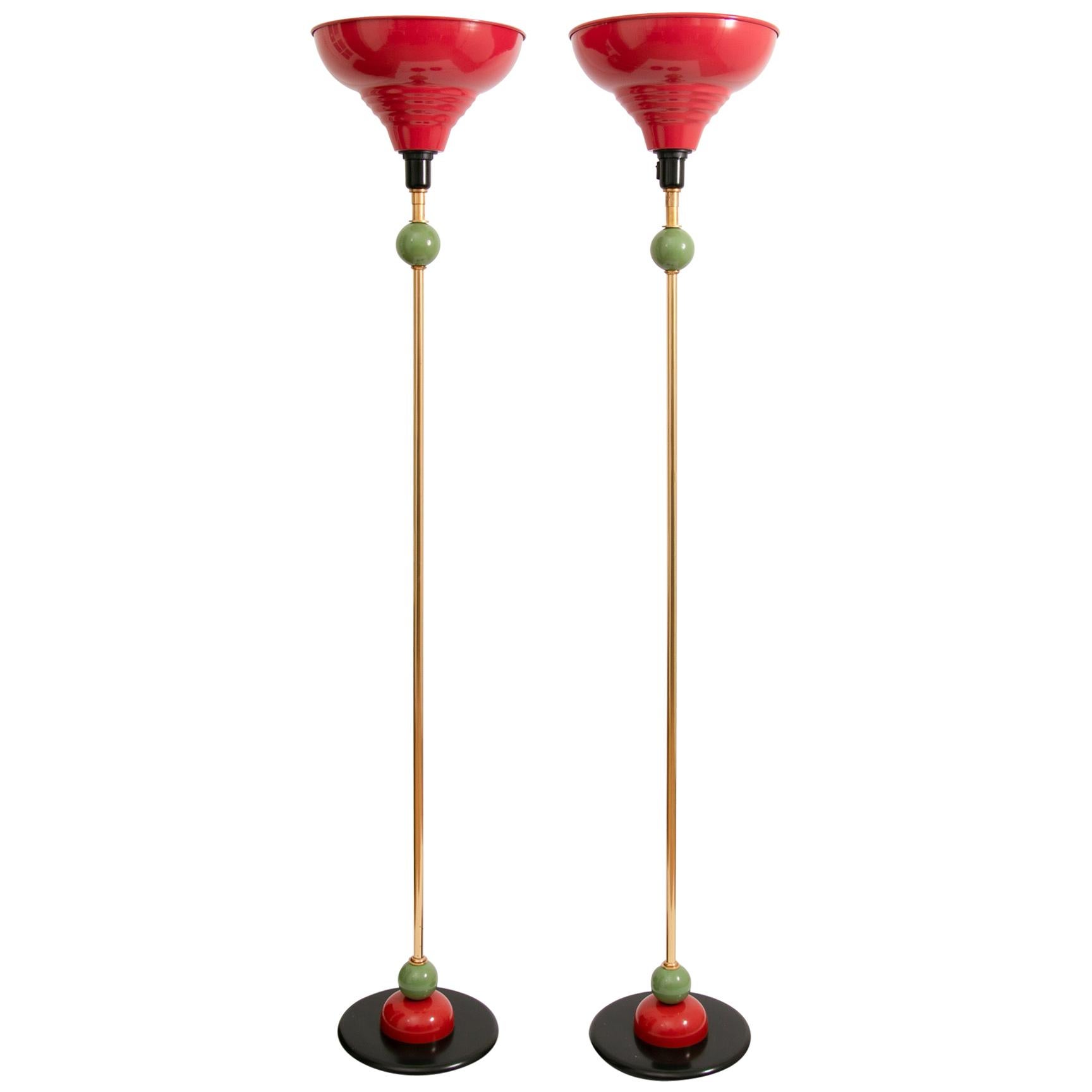Pair of Memphis Style Dutch Floor Lamps For Sale