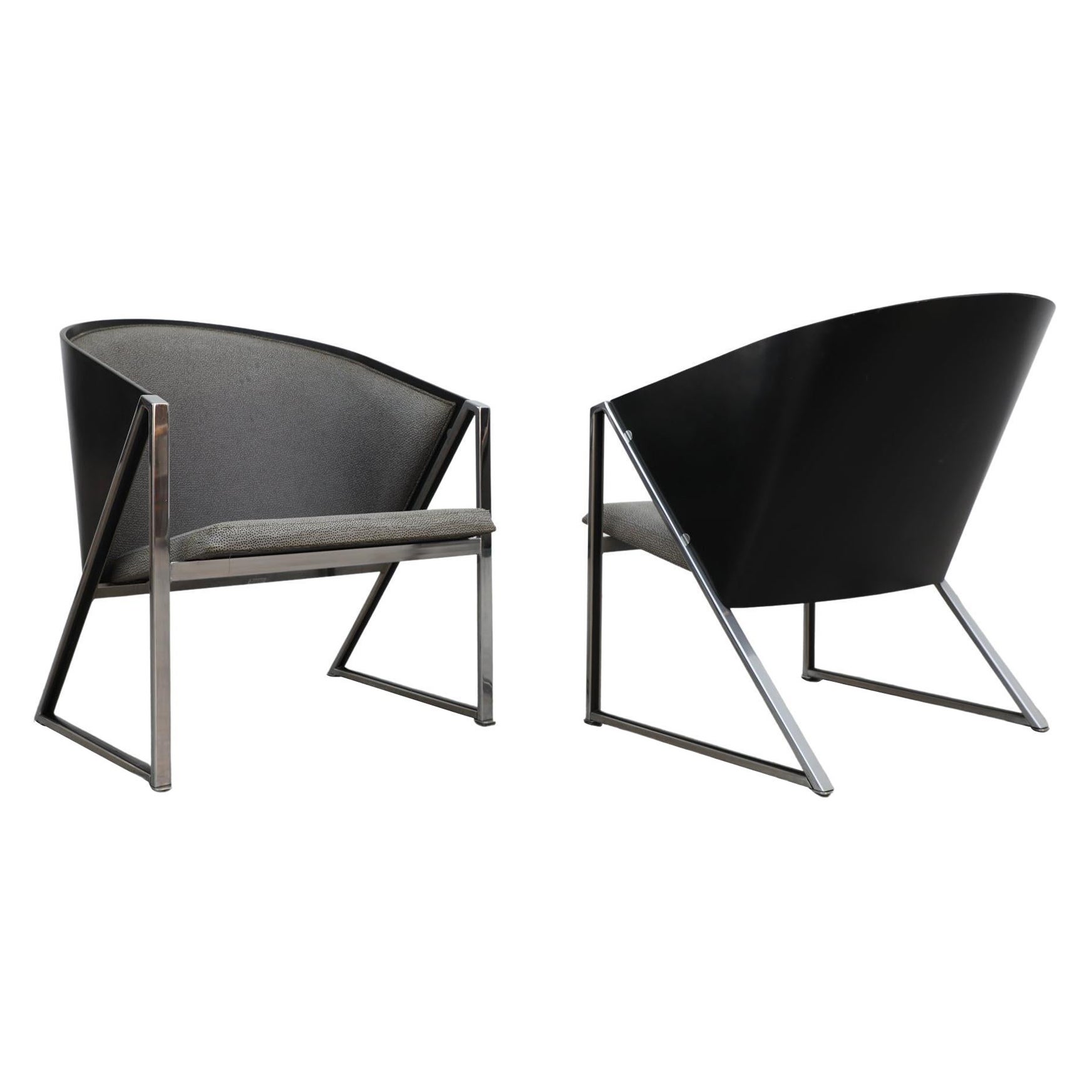 Pair of Memphis Style Finnish 'Mondi Soft' Lounge Chairs by Jouko Jarvisalo