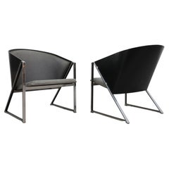 Pair of Memphis Style 'Mondi Soft' Lounge Chairs with Chrome Frames