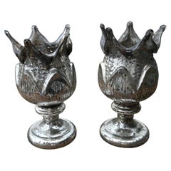 Pair Of Mercury Eglomisé Glass Vases, 19th century