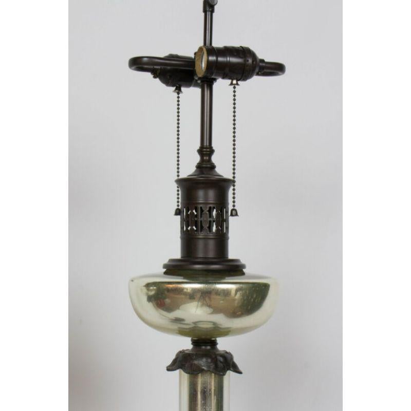 Brass Pair of Mercury Glass Banquet Lamps For Sale