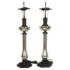 Pair of Mercury Glass Banquet Lamps