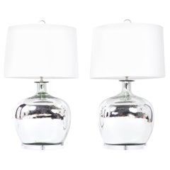 Pair of Mercury Glass Bottle Table Lamps