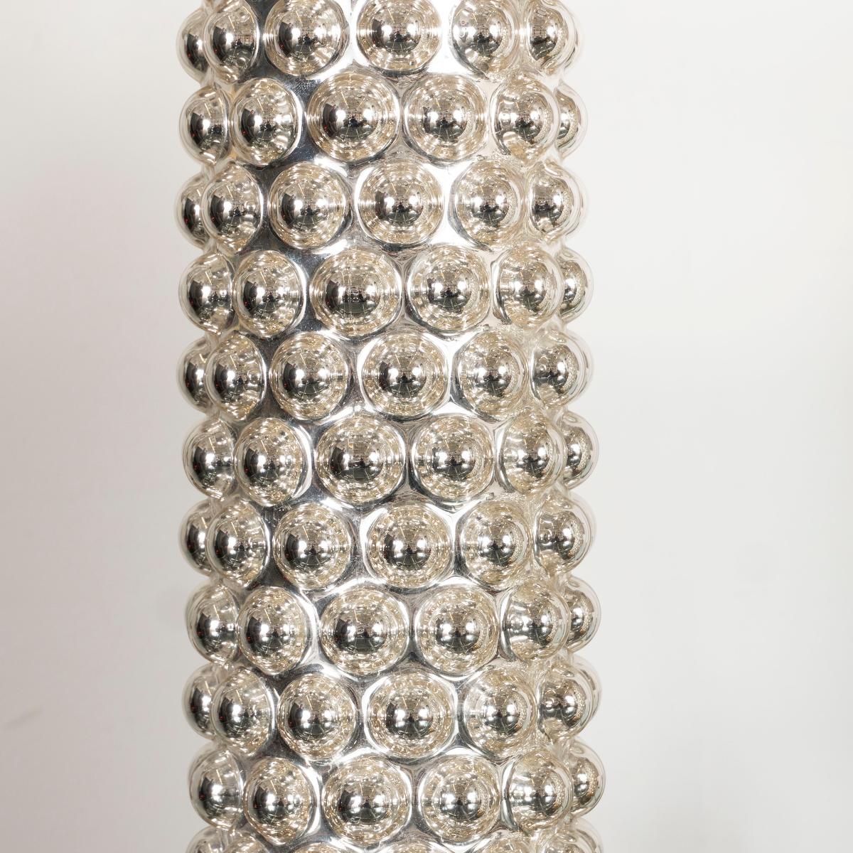 Mid-20th Century Pair of Mercury Glass Bubble Cylinder Lamps For Sale