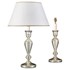 Pair of Mercury Glass Candlesticks as Lamps