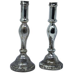 Vintage Pair of Mercury Glass Candlesticks