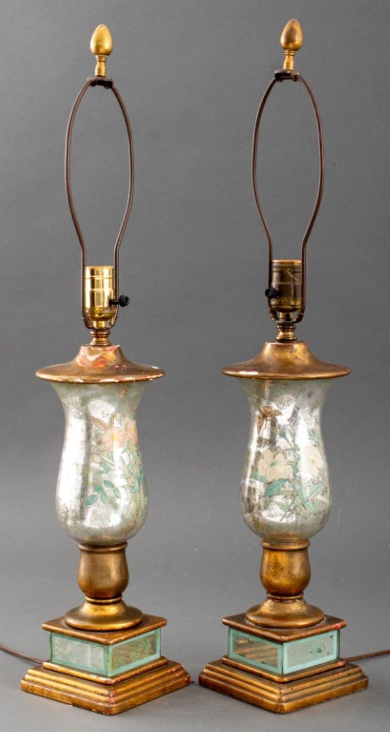 20th Century Pair of Mercury Glass Lamps, 20th C For Sale