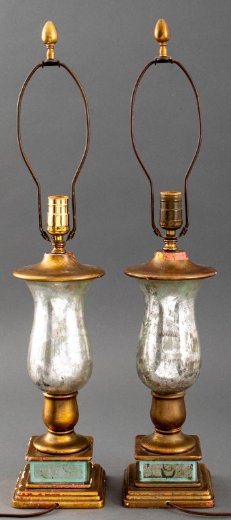 Pair of Mercury Glass Lamps, 20th C For Sale 1