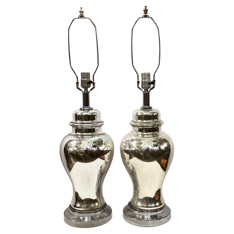 Pair of Mercury Glass Lamps For Sale at 1stDibs
