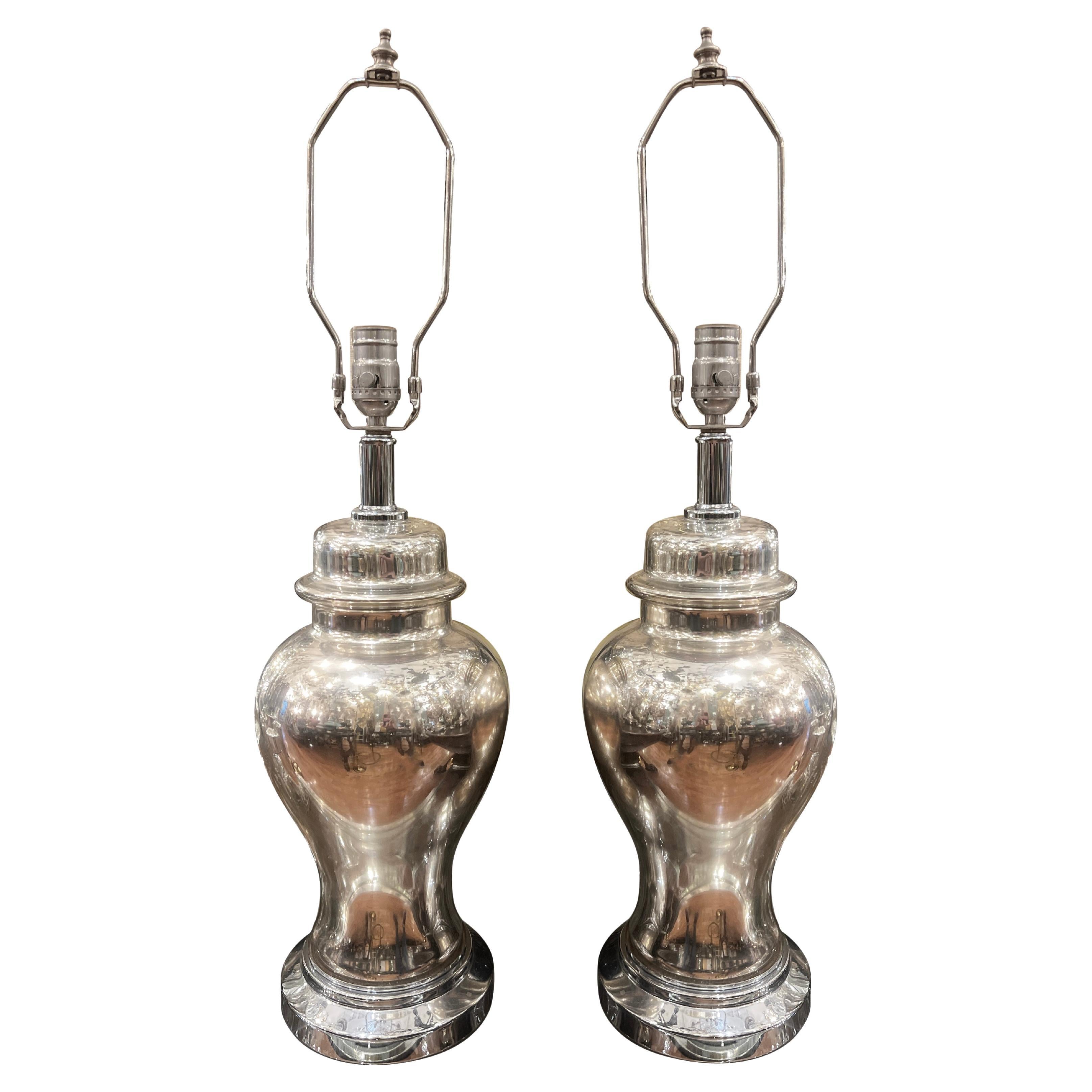 Pair of Mercury Glass Lamps