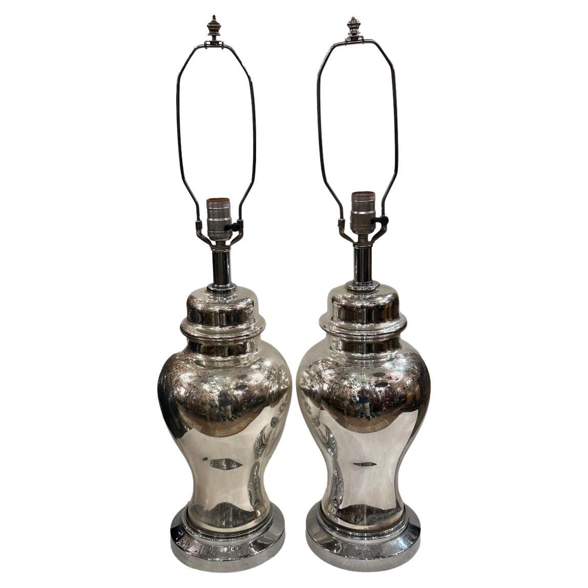 Pair of Mercury Glass Lamps